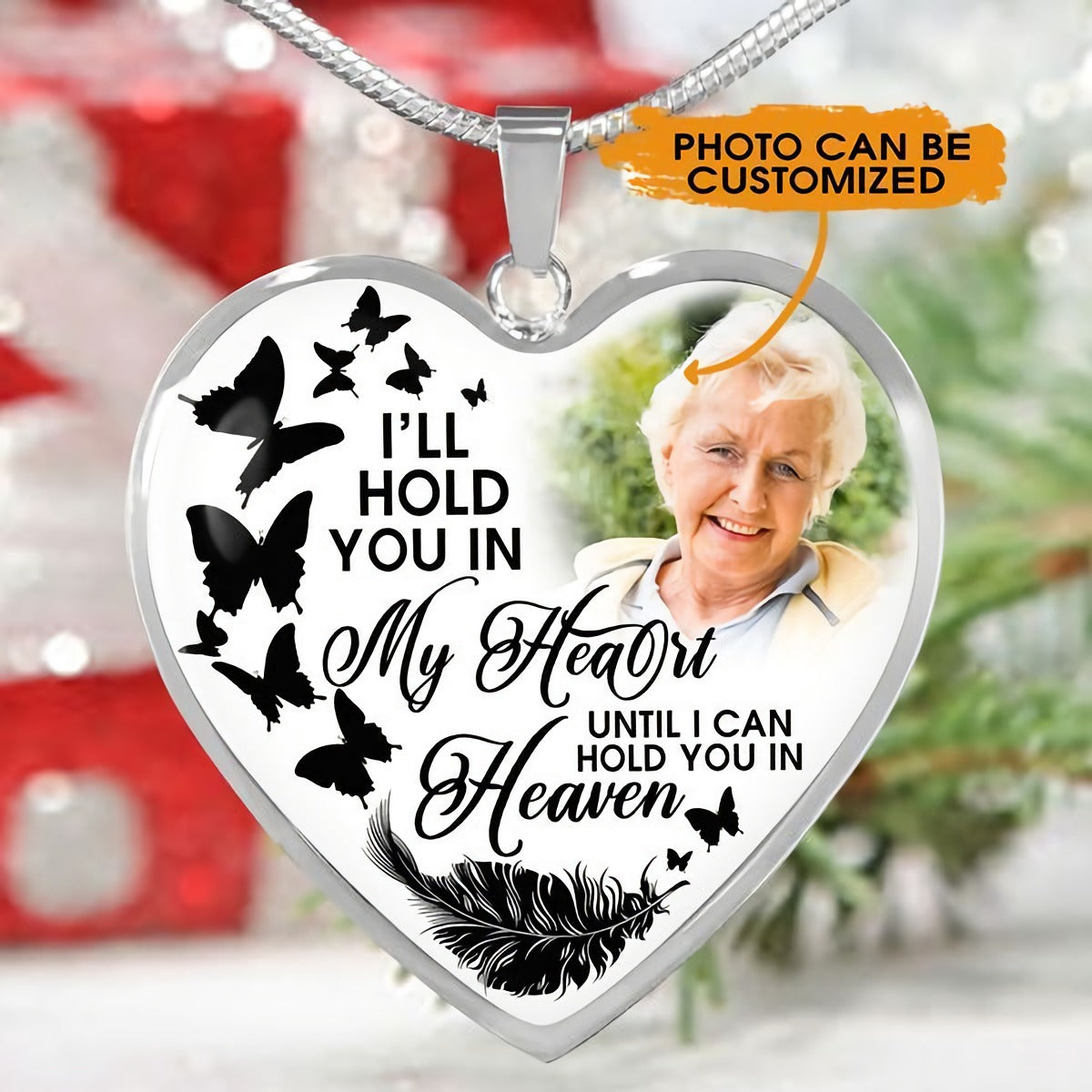 Personalized I Will Hold In My Heart Memorial Heart Necklace