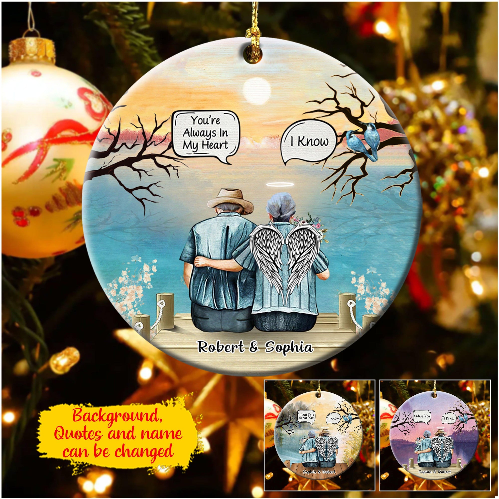 Personalized Still Talk About You Widow Old Couple Memorial Circle Ornament