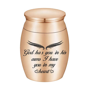 Mini Keepsake Urn for Ashes-God Has You in His Arms, I Have You in My Heart