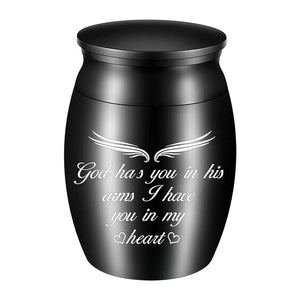 Mini Keepsake Urn for Ashes-God Has You in His Arms, I Have You in My Heart