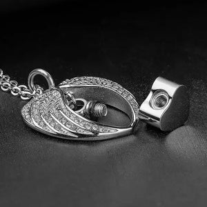 Heart Angel Wings Urn Ashes Necklace