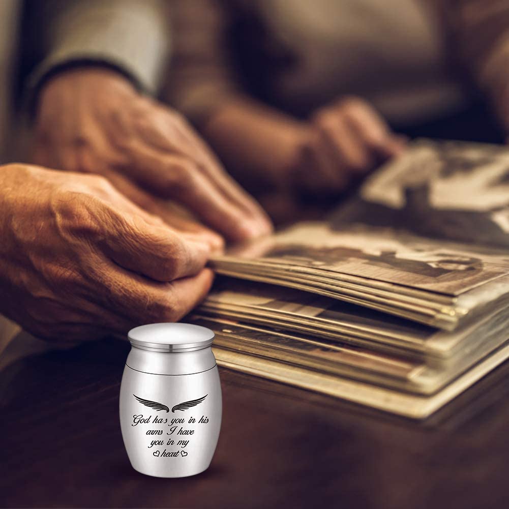 Mini Keepsake Urn for Ashes-God Has You in His Arms, I Have You in My Heart