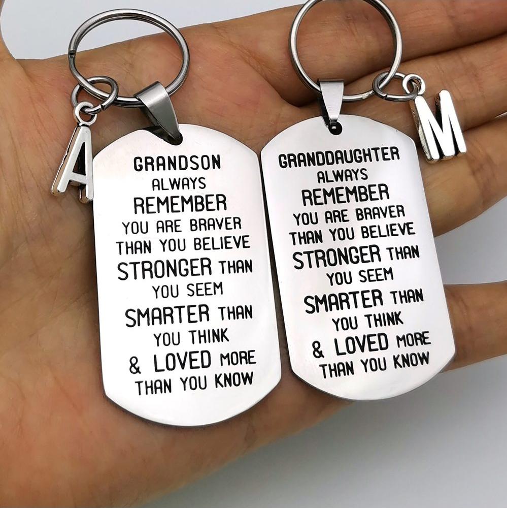 To My Grandson or Granddaughter Keychain