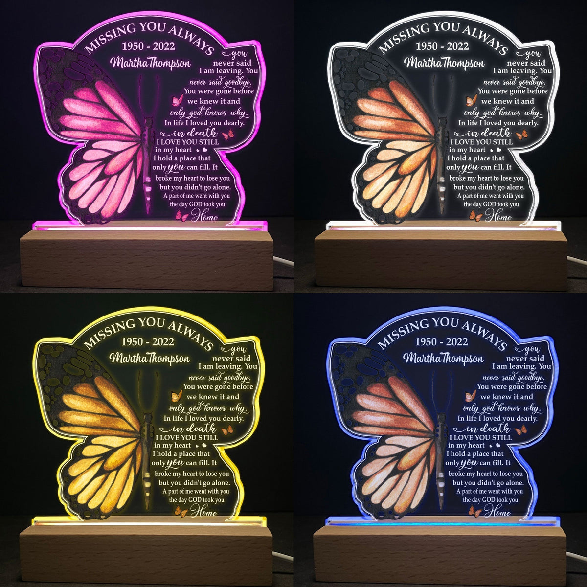 The Day God Took You Home - Personalized 3D LED Light Wooden Base - Memorial Gift For Family Members