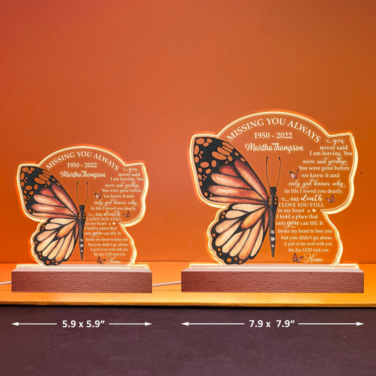The Day God Took You Home - Personalized 3D LED Light Wooden Base - Memorial Gift For Family Members