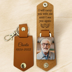 I Will Carry You With Me Personalized Leather Keychain