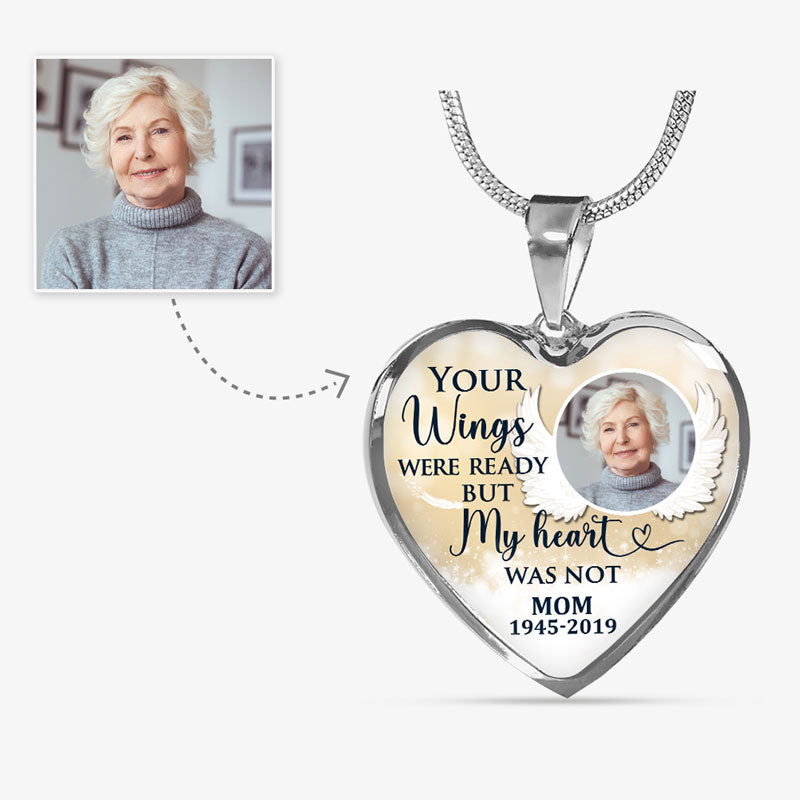 Your Wings Were Ready But My Heart Was Not Personalized Heart Necklace