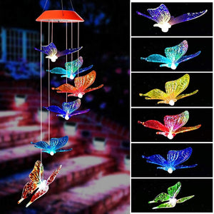 Solar-Powered Butterfly Wind Chime Lights