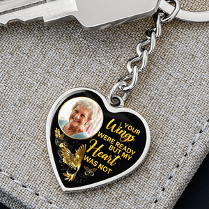 Hummingbird Your Wings Personalized Memorial Heart Keychain
