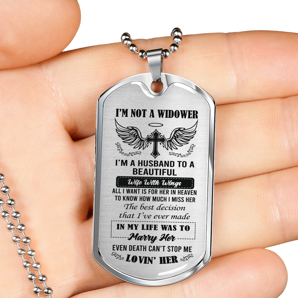 I'm Not A Widower Dog Tag Necklace