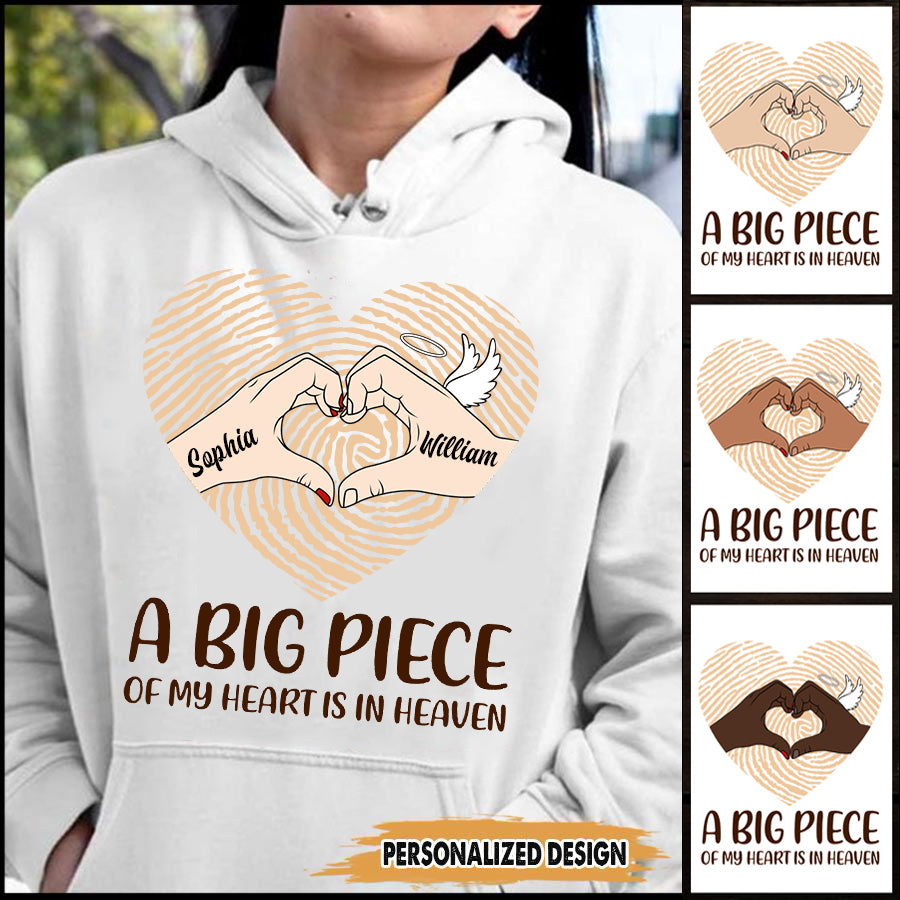 A Big Piece Of My Heart In Heaven Personalized All Over Print Hoodie