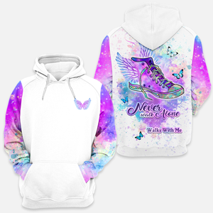 Never Walk Alone Angel Wings Personalized All Over Print Hoodie