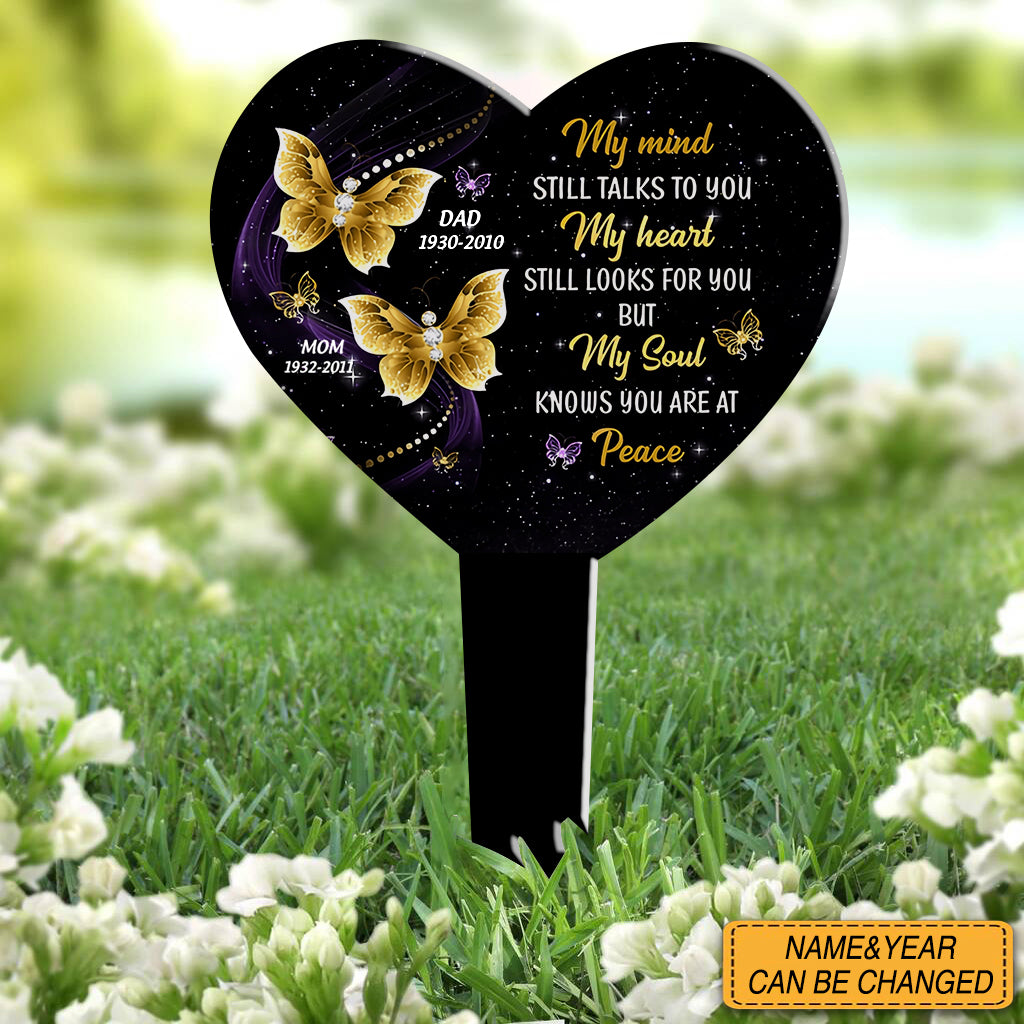 My Mind Still Talks To You - Memorial Gift - Personalized Custom Heart Acrylic Plaque Stake