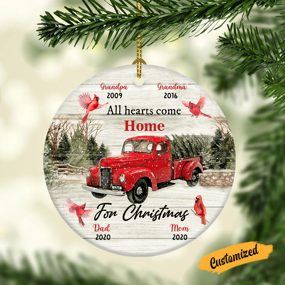 All Hearts Come For Christmas Personalized Circle Ornament