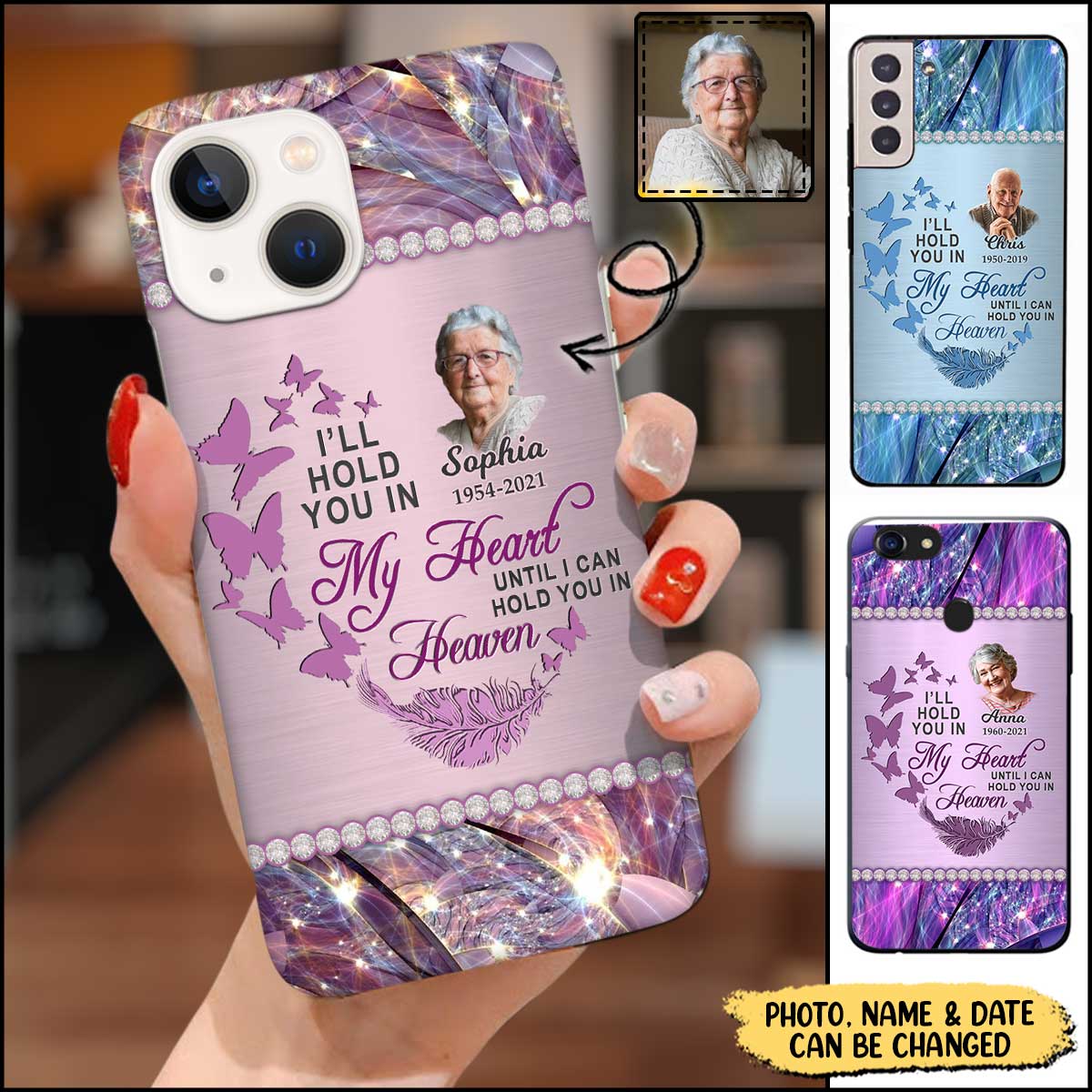 Personalized I'll Hold You In My Heart Upload Photo Glass Phone Case