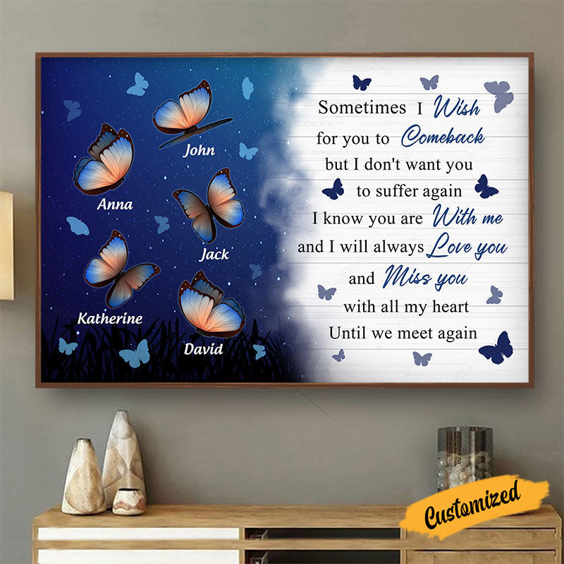 Butterfly Miss You All My Heart - Memorial Gift - Personalized Custom Poster