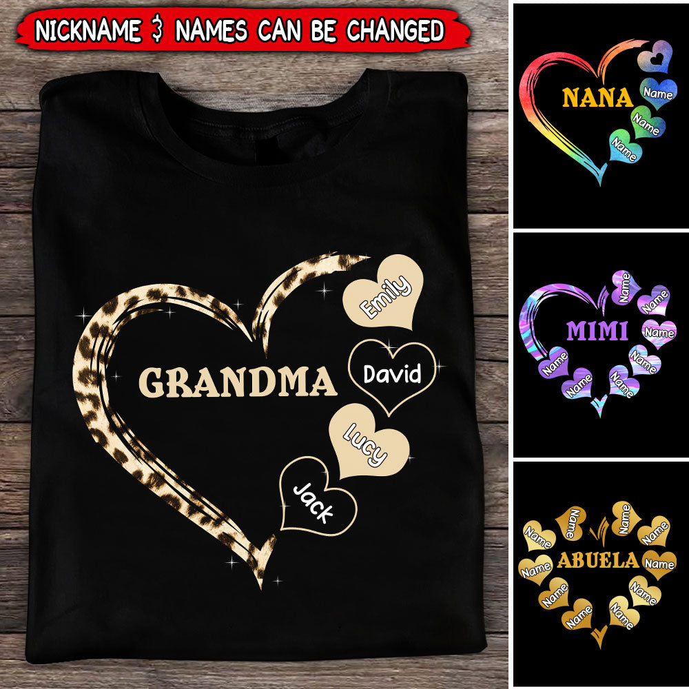 Personalized Grandma Mom Heart Grandkids Shirt
