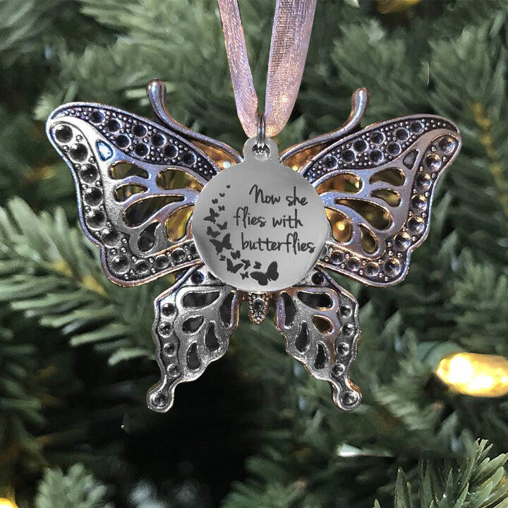 Butterfly Memorial Ornaments - Now She/He Flies with Butterflies