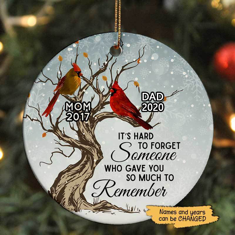 Hard To Forget Cardinal Memorial Personalized Circle Ornament