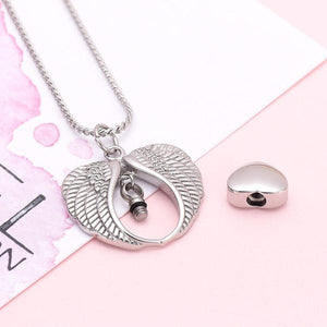 Heart Angel Wings Urn Ashes Necklace