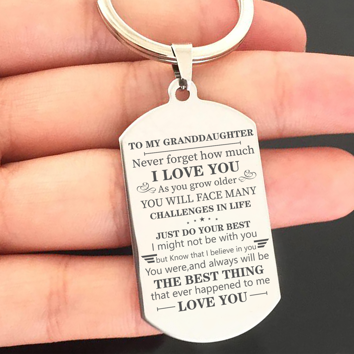 To My Granddaughter - Just Do Your Best - Inspirational Keychain