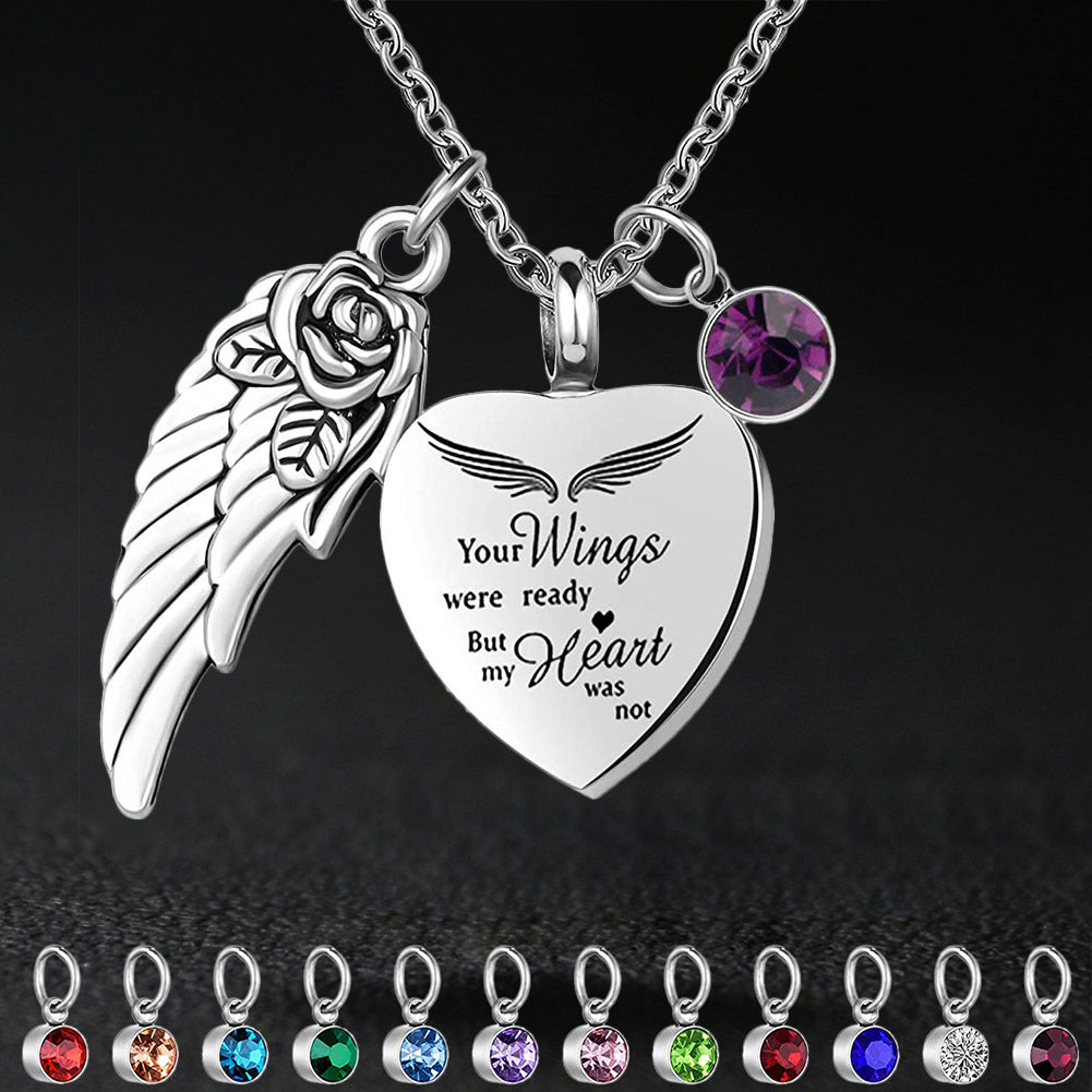 Your Wings were Ready My Heart was Not Heart Urn Necklace