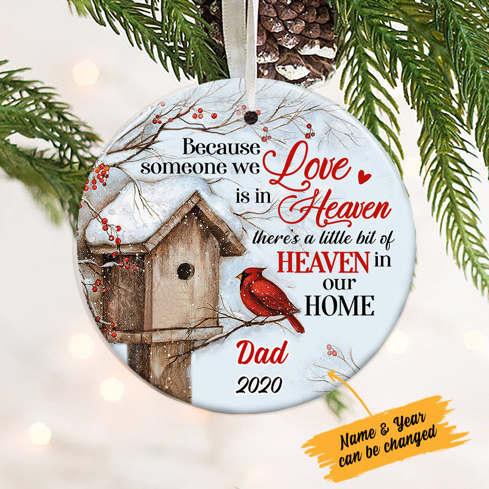 Personalized Cardinal Memorial Mom Dad Circle Ornament