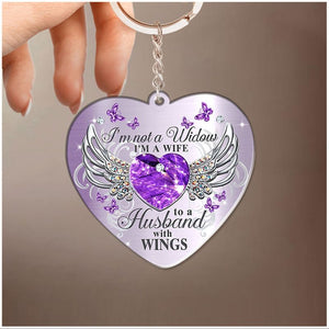 Memorial Butterfly My Husband Has Wings Heart Personalized Acrylic Keychain