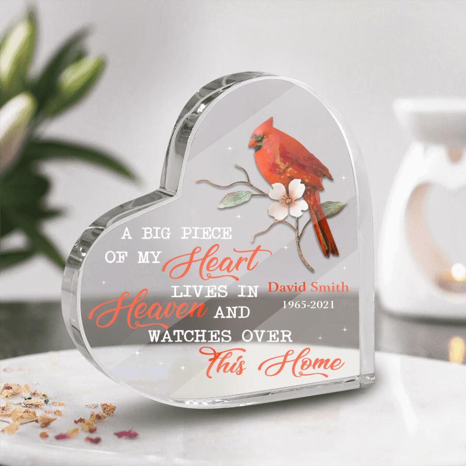 A Big Piece Of My Heart Lives In Heaven Personalized Heart Acrylic Plaque