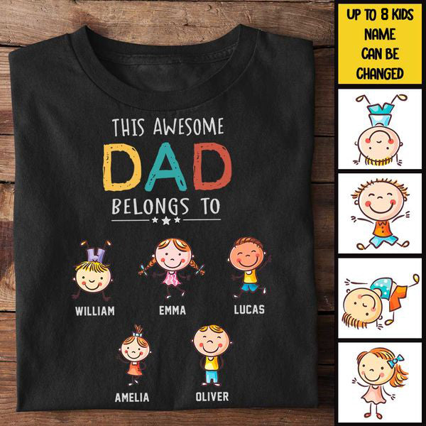 This Awesome Dad Belongs To - Personalized Unisex T-Shirt