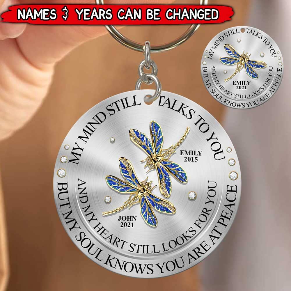 Memorial Dragonfly My Mind My Heart My Soul Personalized Acrylic Keychain