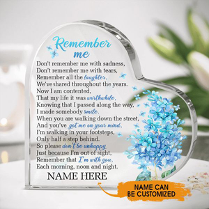 Personalized Memorial Heart Keepsake Remember Me Custom Memorial Gift-Personalized Acrylic Plaque