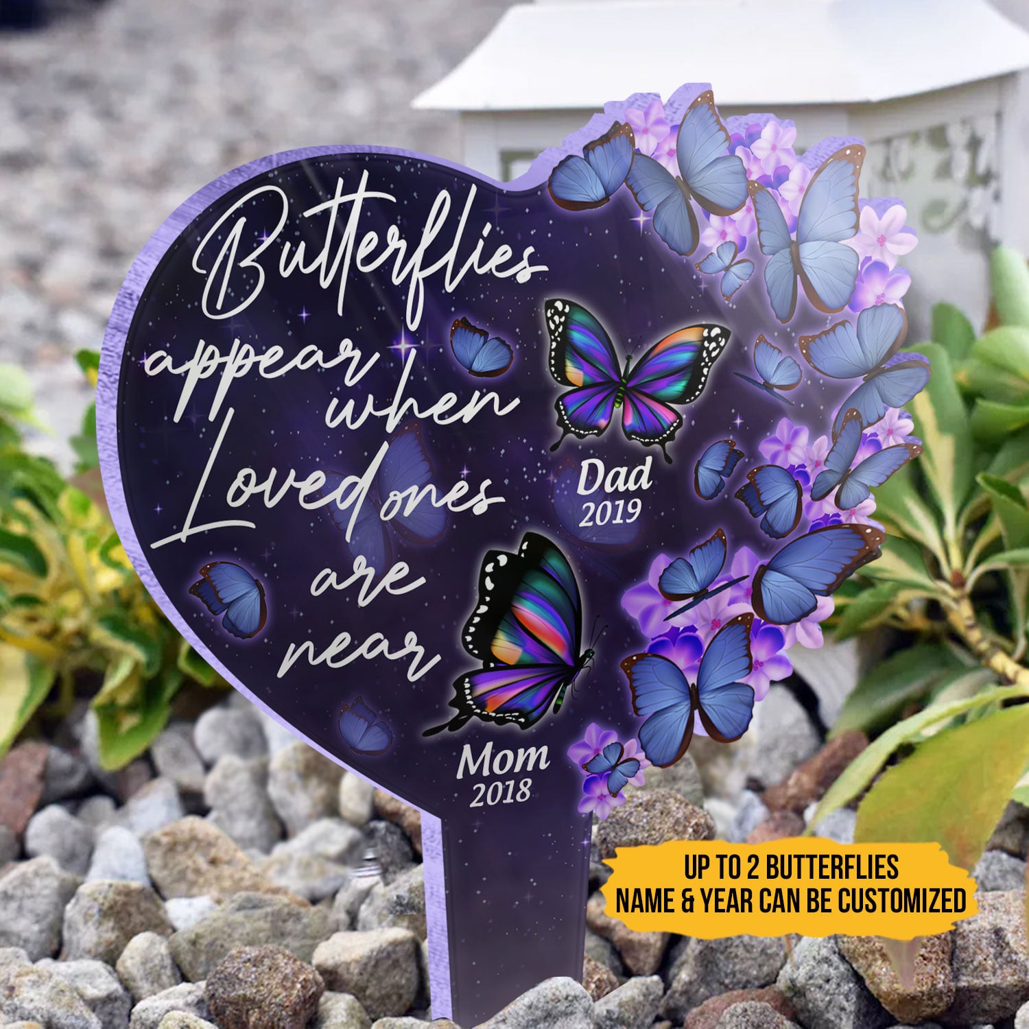 Memorial When Loved Ones Are Near - Memorial Gift - Personalized Custom Heart Acrylic Plaque Stake
