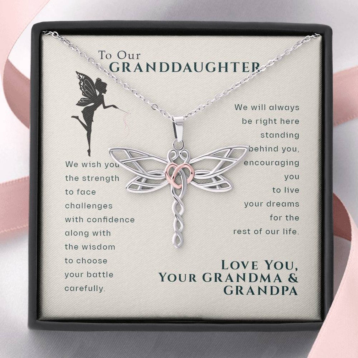 To Our Granddaughter-Live Your Dreams Dragonfly Necklace