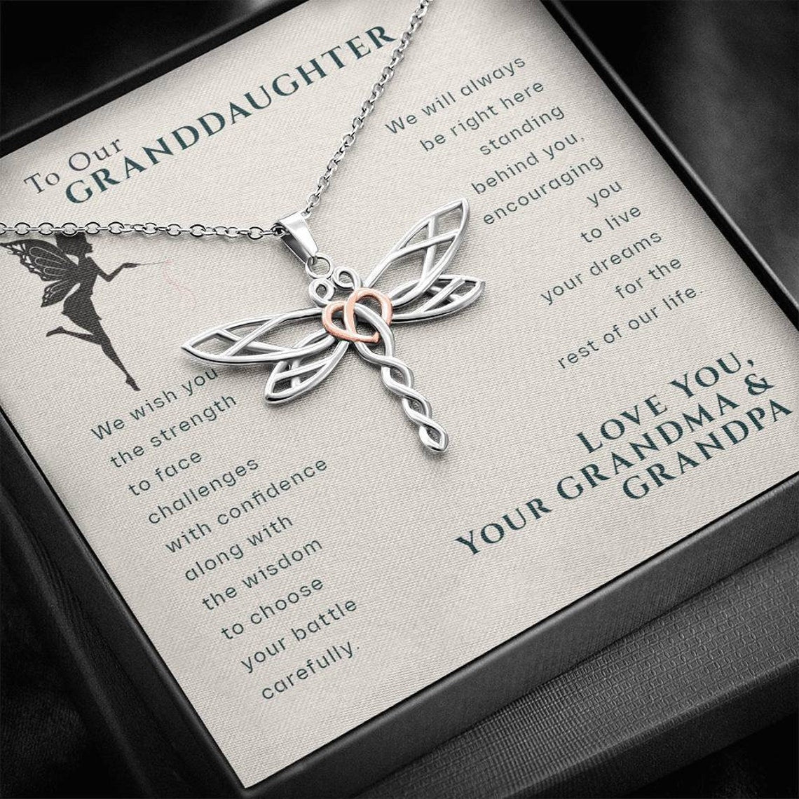 To Our Granddaughter-Live Your Dreams Dragonfly Necklace
