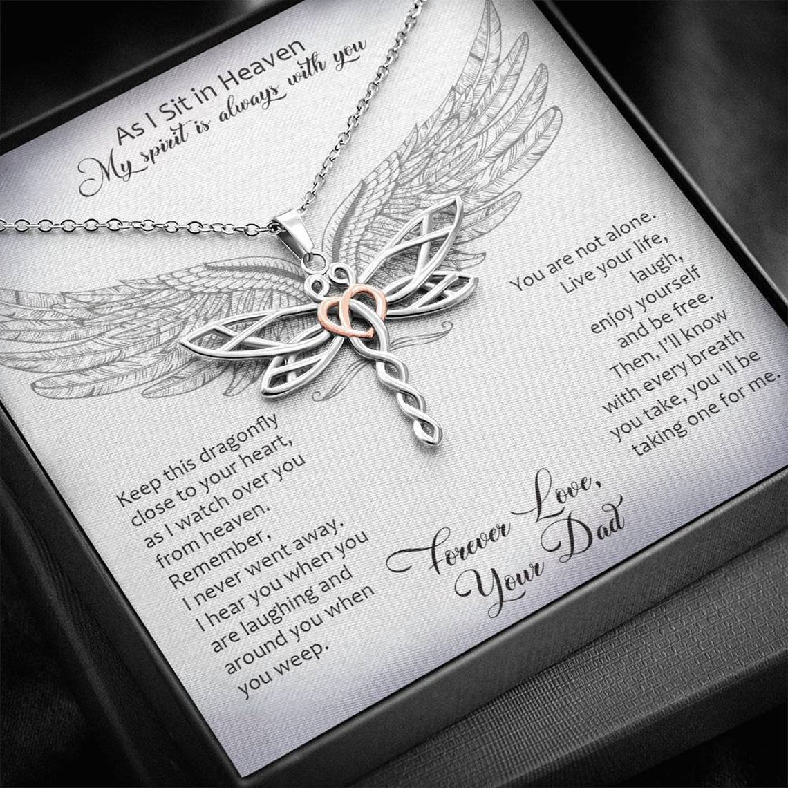 From My Dad In Heaven Dragonfly Necklace HAPPARY