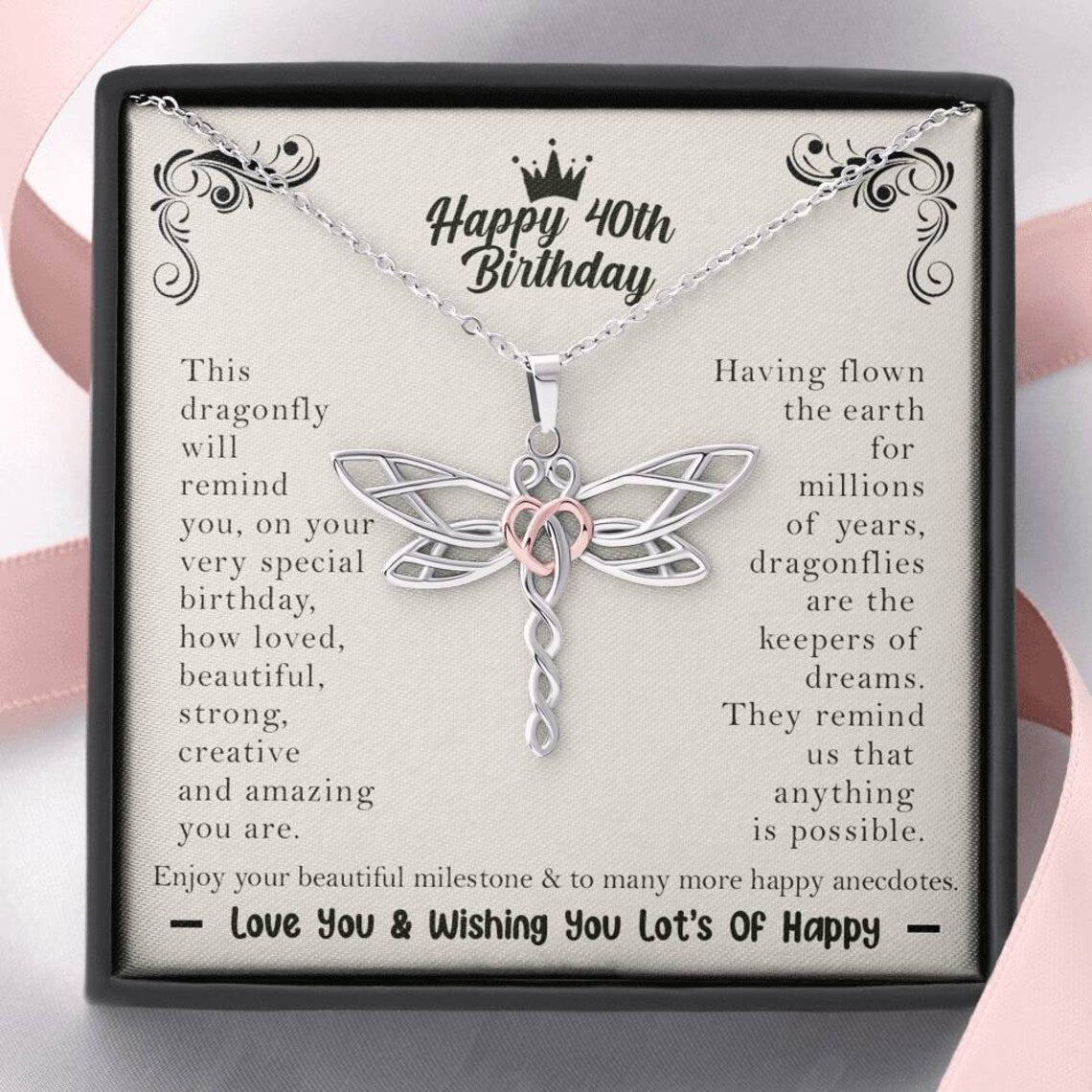 Happy 40th Birthday Dragonfly Necklace