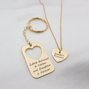 Necklace And Keychain Set For Father And Daughter