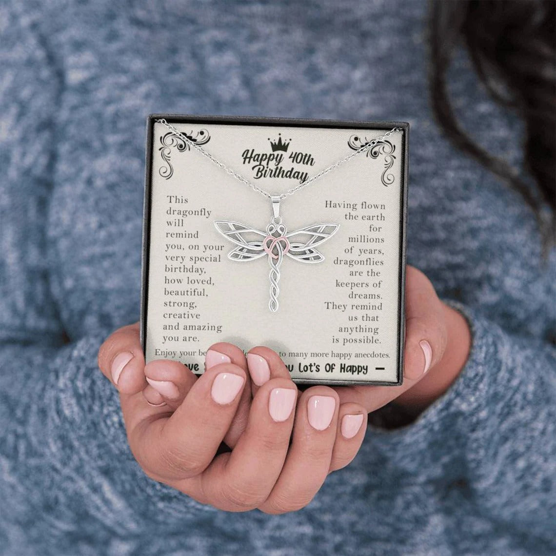 Happy 40th Birthday Dragonfly Necklace