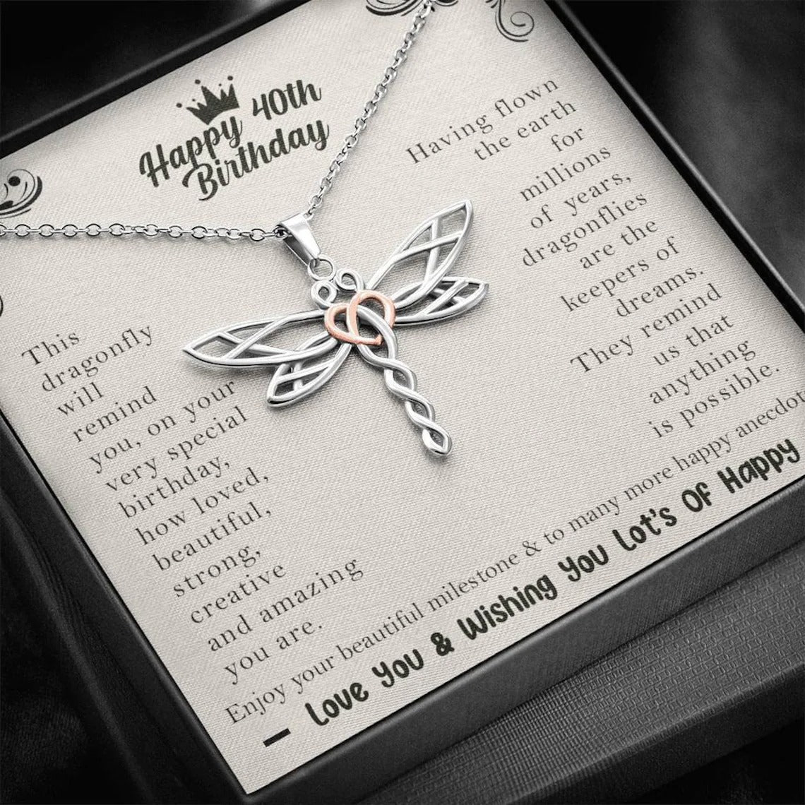 Happy 40th Birthday Dragonfly Necklace
