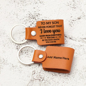Personalized To My Son Cowhide Keychain