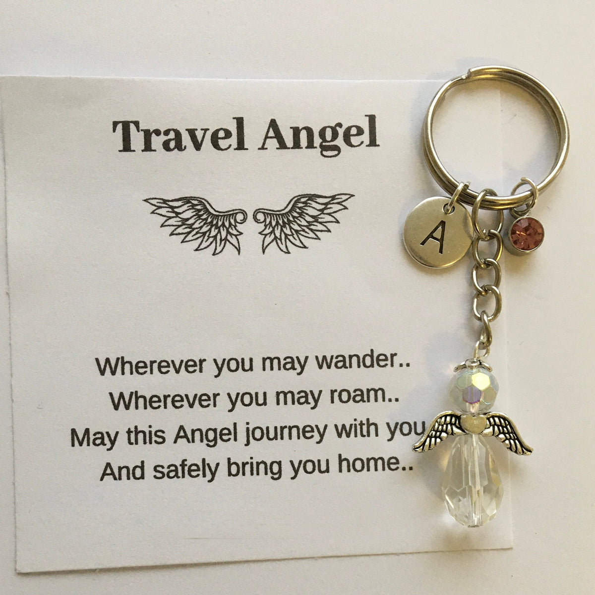 Personalized Guardian Angel Keychain - Travel Angel