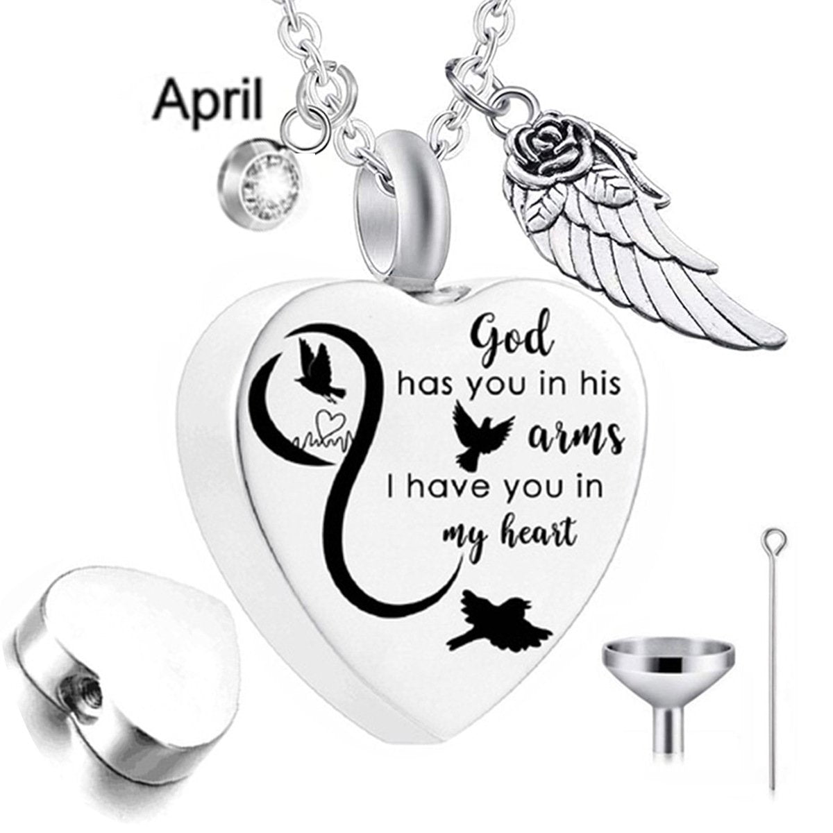 Heart Urn Necklace with Birthstone