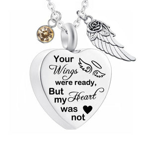 Dletay Heart Cremation Necklace for Ashes Angel Wing Urn Necklace