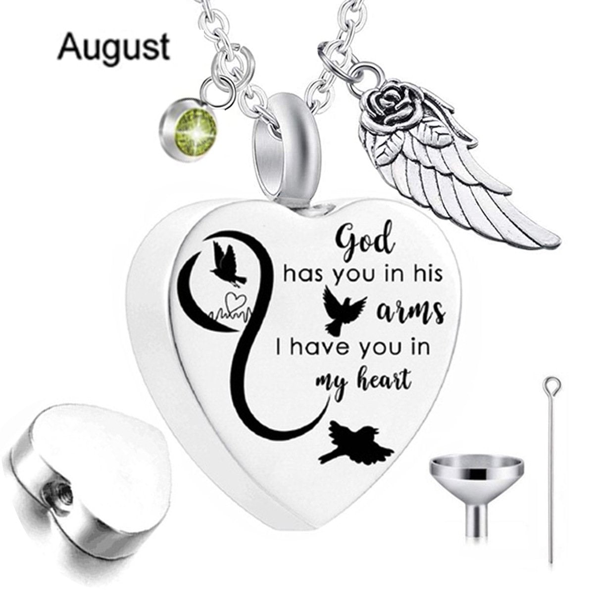 Heart Urn Necklace with Birthstone