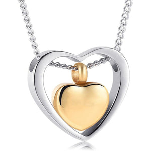 Double Heart Urn Ashes Necklace
