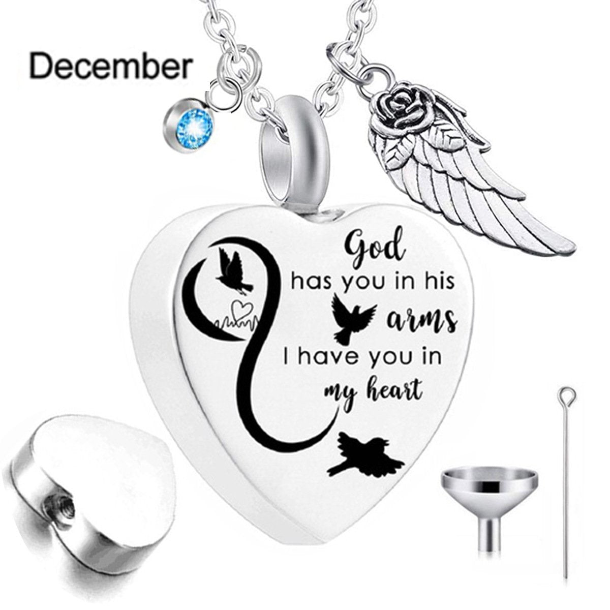 Heart Urn Necklace with Birthstone