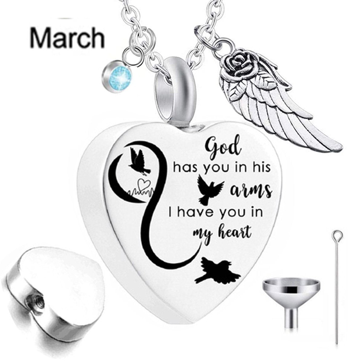 Heart Urn Necklace with Birthstone