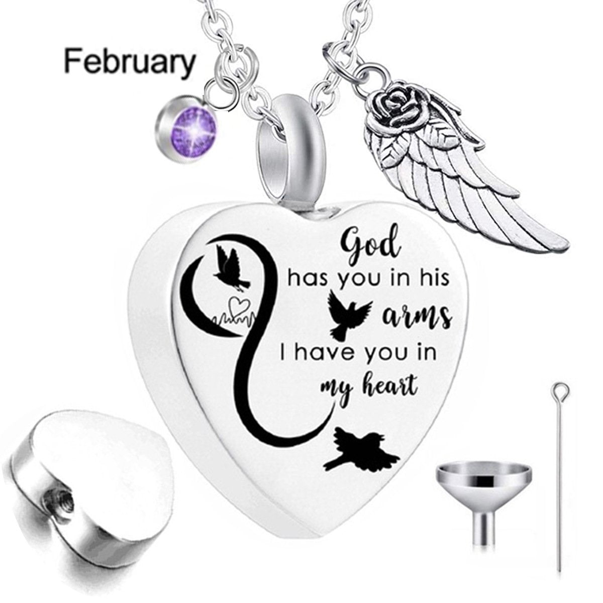 Heart Urn Necklace with Birthstone