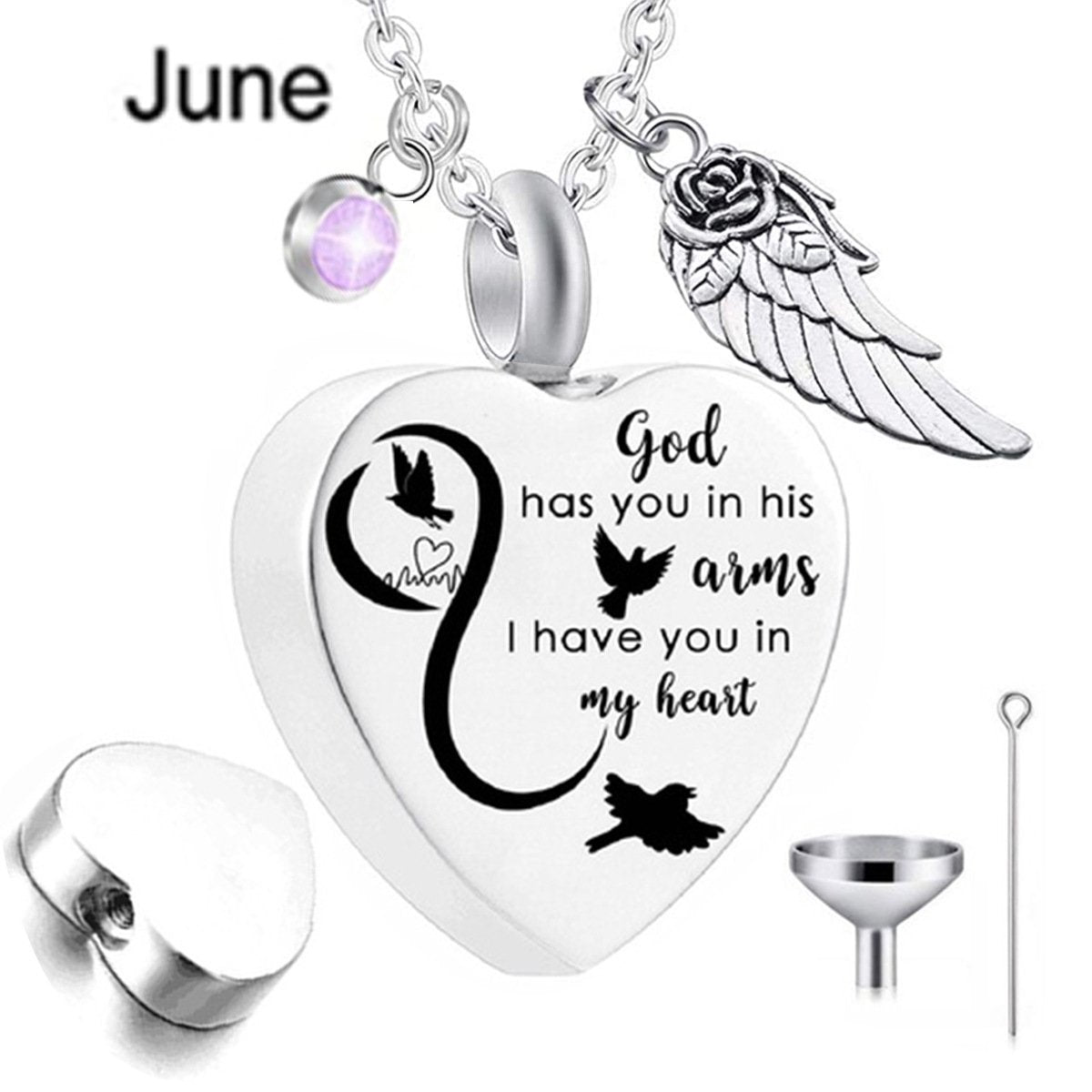 Heart Urn Necklace with Birthstone